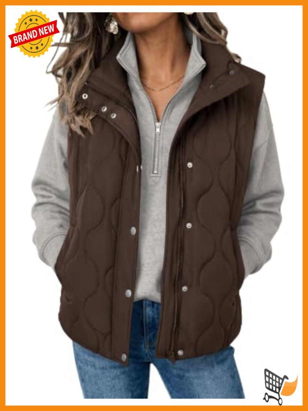 Zeagoo Women Oversized Quilted Puffer Vest Zip Up Sleeveless Winter Outerwear